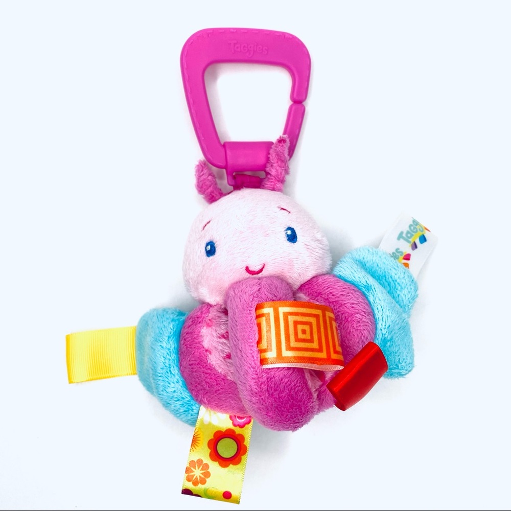 Taggies clip on soft sensory reach pull & vibrate Butterfly toy